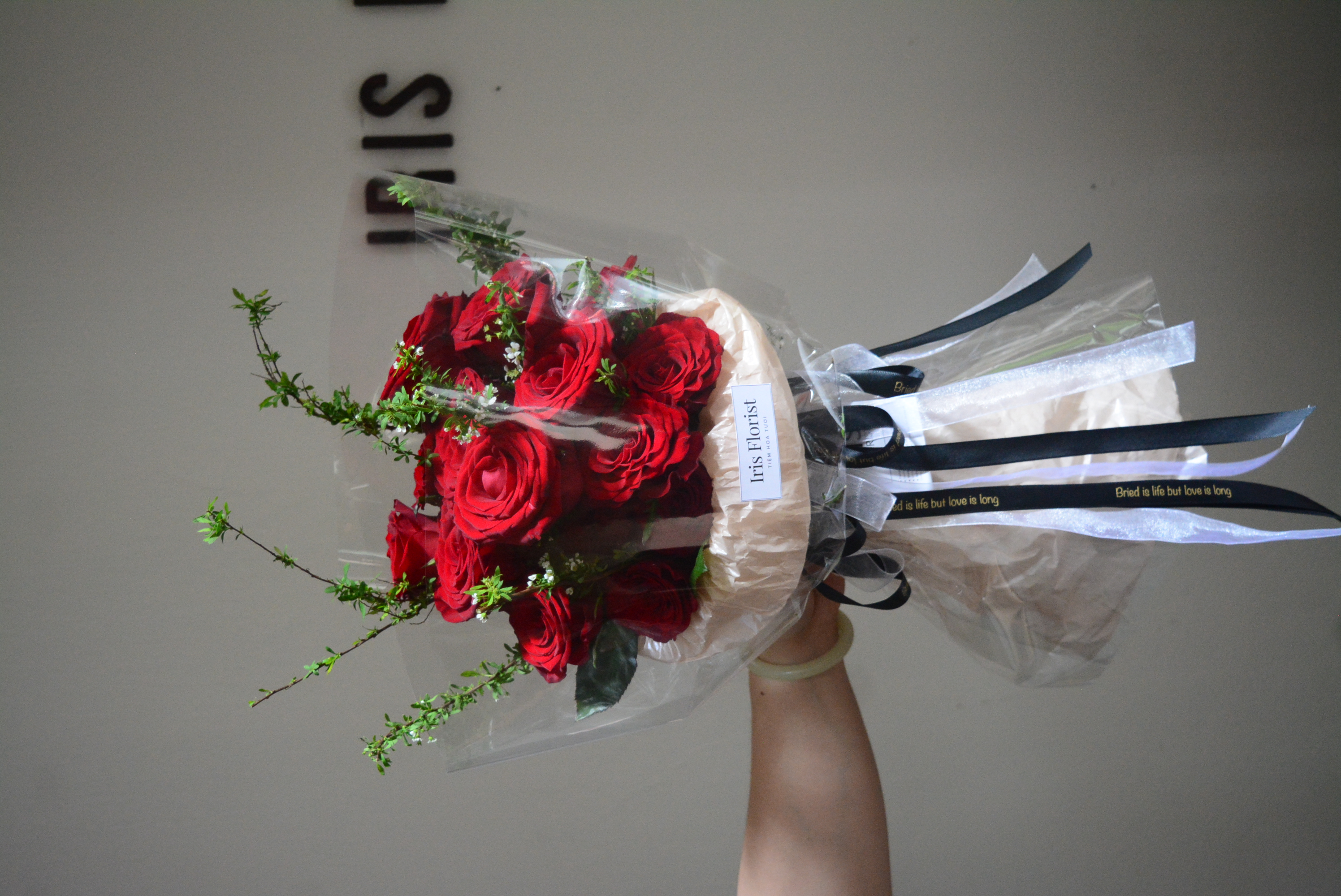 Bó hồng đỏ Ex mix tuyết mai