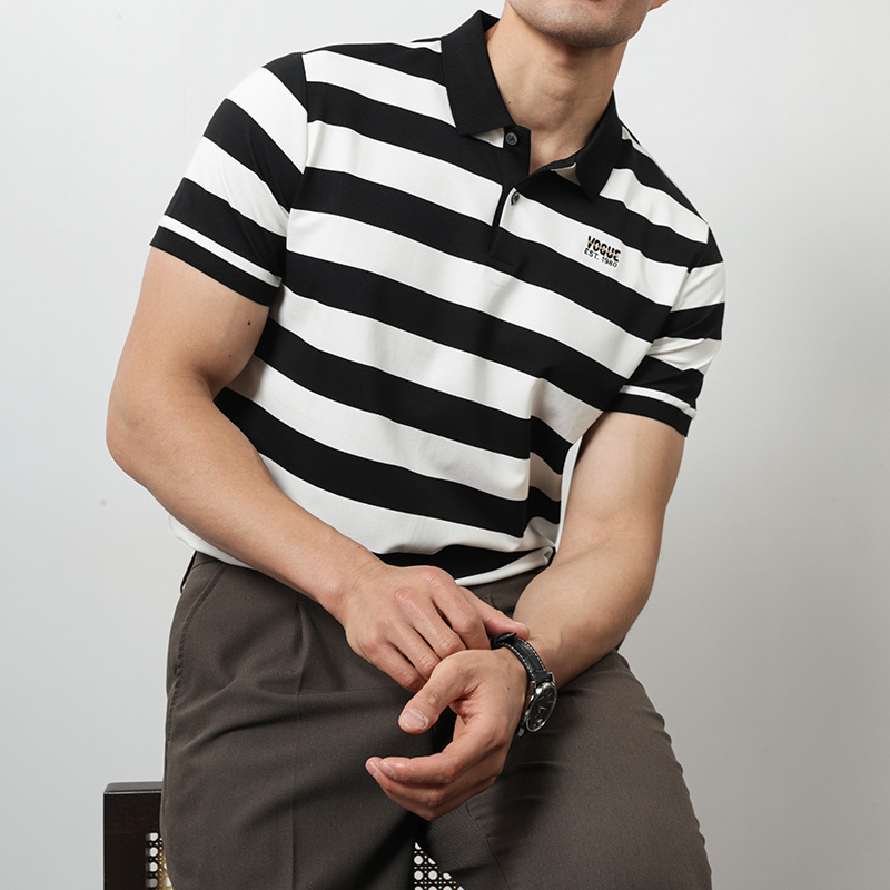PA56 – Áo polo nam ve áo sọc rộng cao cấp, không cần ủi