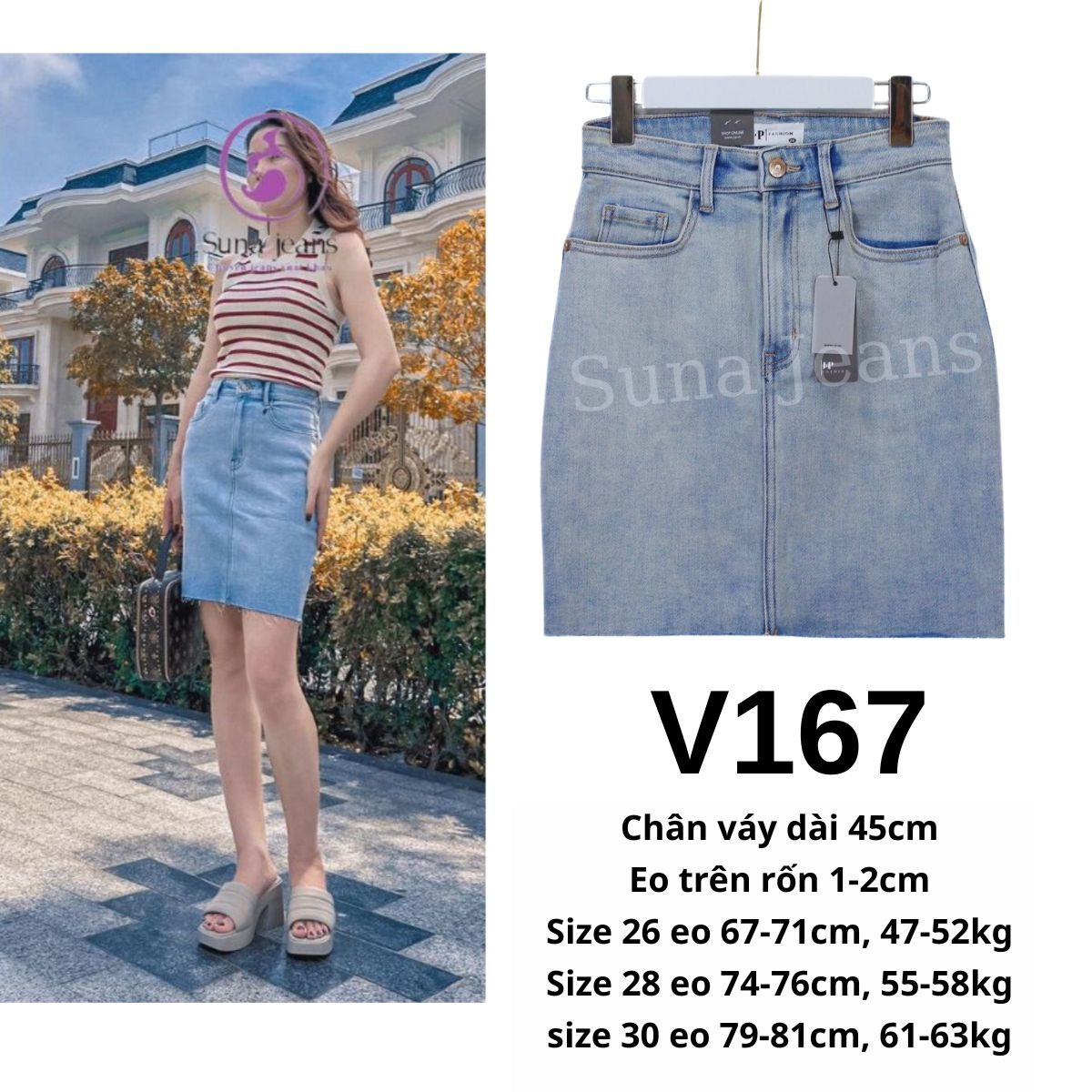 V167- CHÂN VÁY JEANS JH