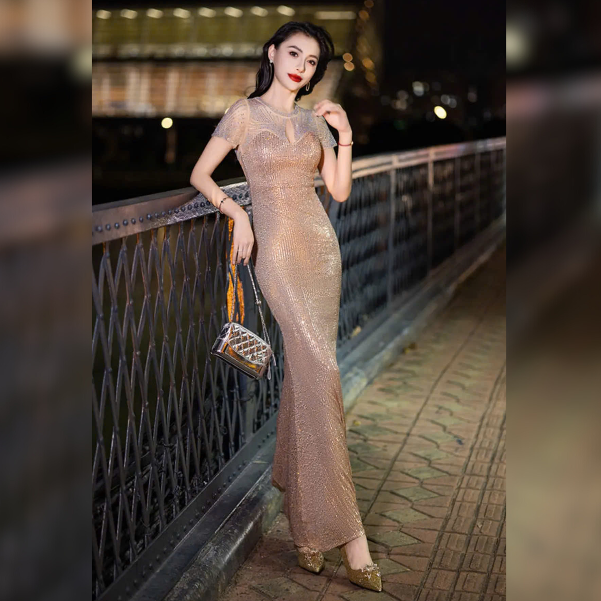 Đầm dự tiệc dạ hội tay con phối đá xà cừ sang trọng_thumbnail_1