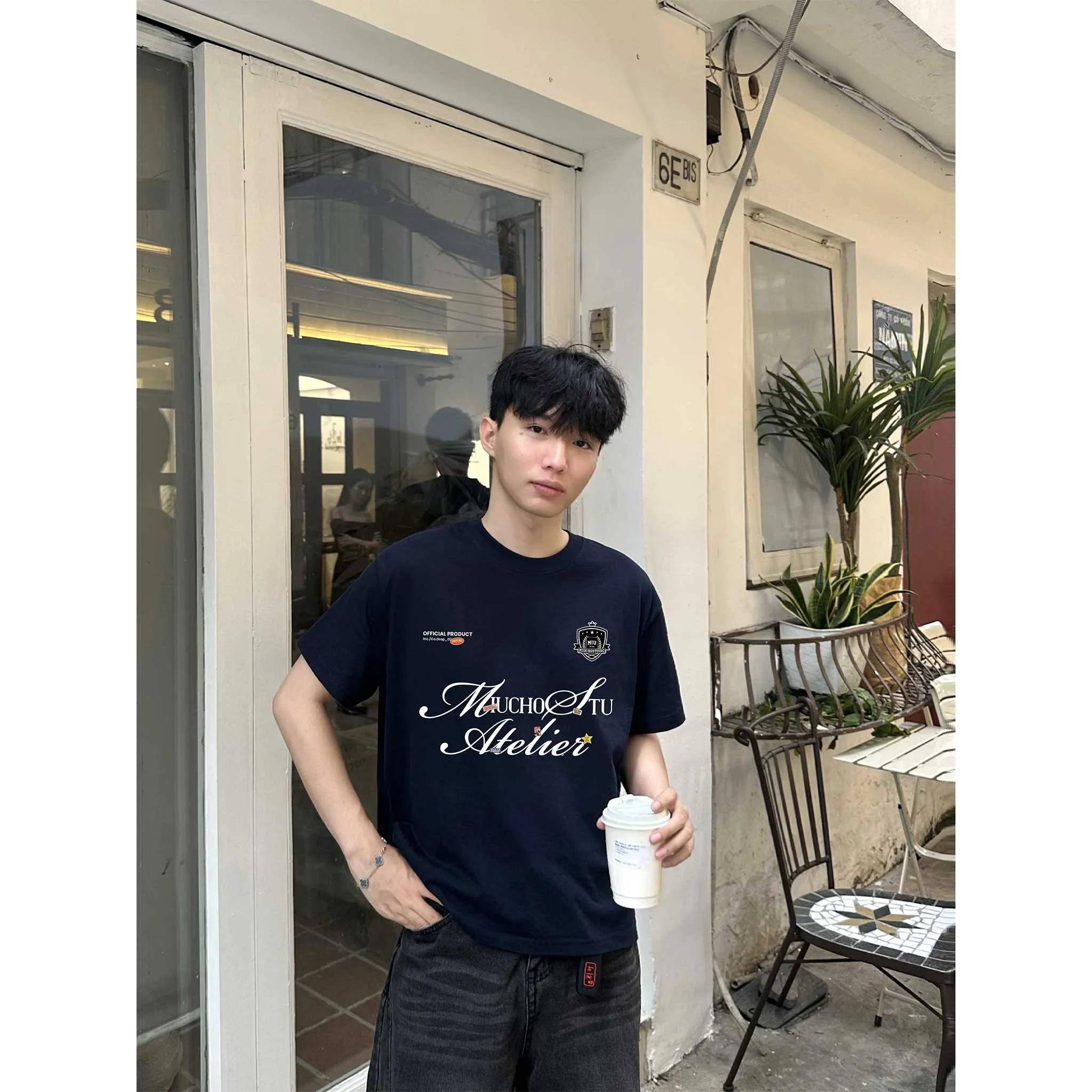 Áo thun nam nữ form boxy 2531 Miucho Club vải cotton thoáng mát thiết kế basic nhiều màu in mix_thumbnail_4