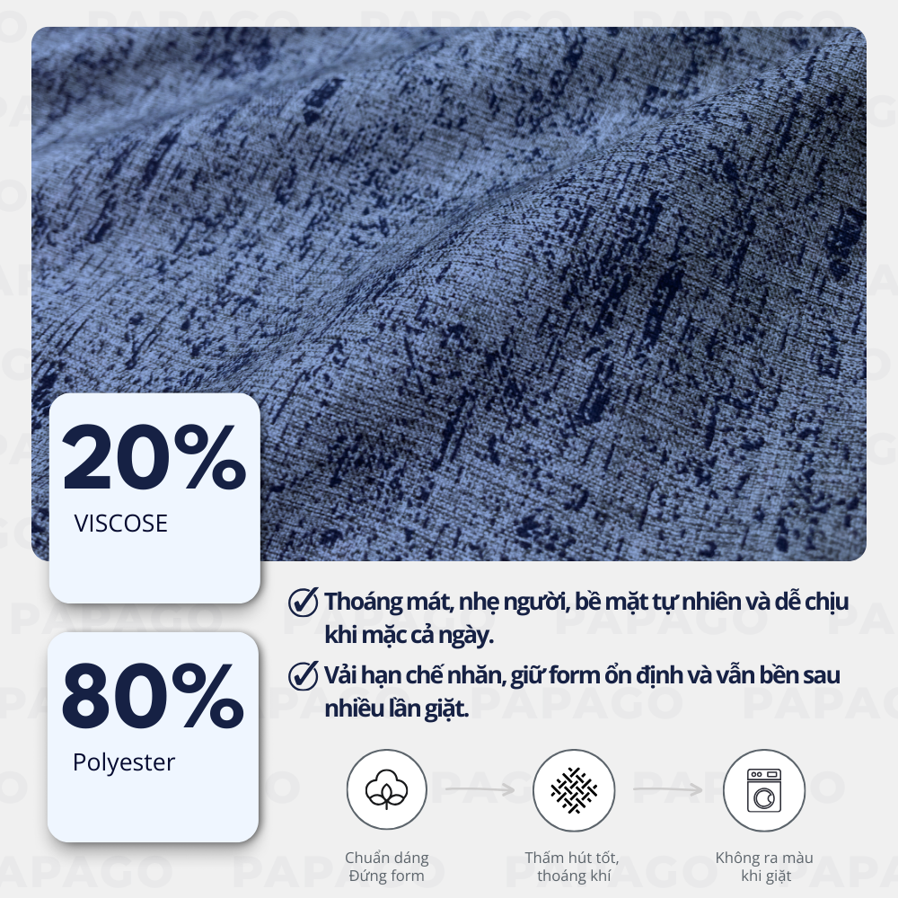 Áo sơ mi nam trung niên lai ngang PAPAGO vải xô đũi in họa tiết - P23SNHT003_thumbnail_5