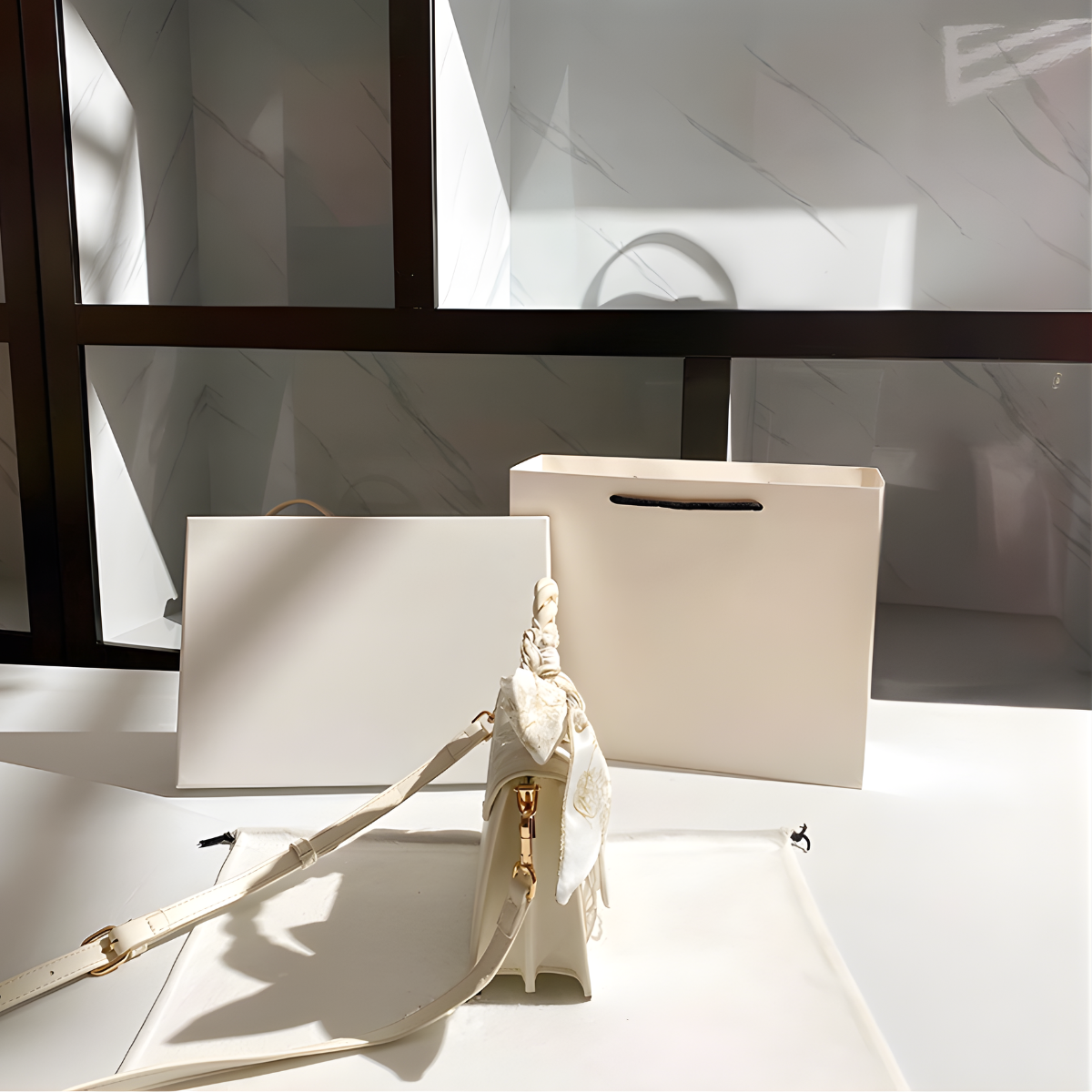 Túi xách nữ UHE_2525 LIA – màu Trắng Kem, phom hộp nắp gập, dây đeo điều chỉnh_thumbnail_5