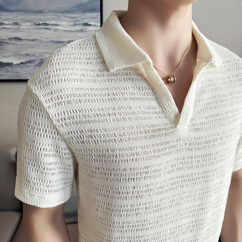 PA65 – Áo polo dệt kim rỗng cổ V phong cách Hàn Quốc_thumbnail_2