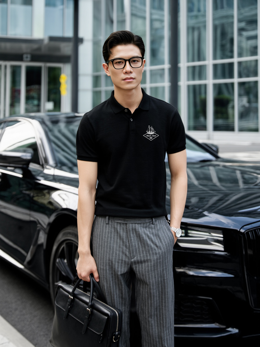 Áo polo nam trẻ trung form vừa PLCSD2393 Miucho Iconic vải cá sấu thoáng mát cổ trụ in mix_thumbnail_2