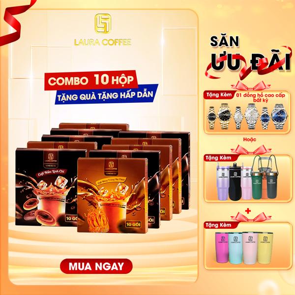 [QUÀ TẶNG] Combo 10 Hộp Mix vị Nấm Linh Chi + Đông Trùng Hạ Thảo - Laura Coffee - Nhật Kim Anh - Cà phê thảo mộc 2 vị Cafe_thumbnail_2