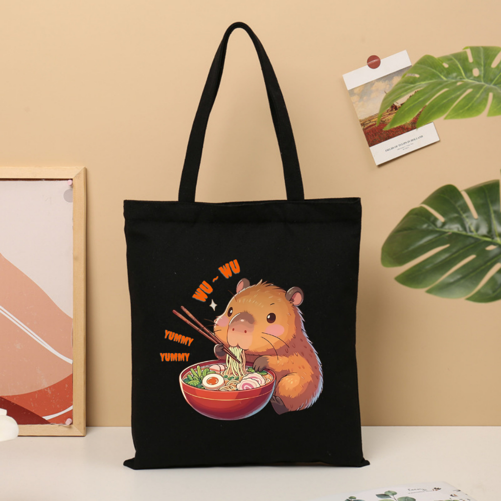 Túi tote vải canvas hình Gấu, Capybara có khoá kéo và ngăn phụ, đi học đi chơi - 𝐖𝐞 𝐓𝐞𝐞 TOTE02_thumbnail_10