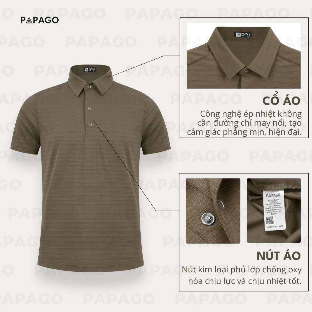 Áo polo PAPAGO cổ sơ mi ép cao cấp, polo trung niên sang trọng form rộng thoải mái - P25PLKN002_thumbnail_4