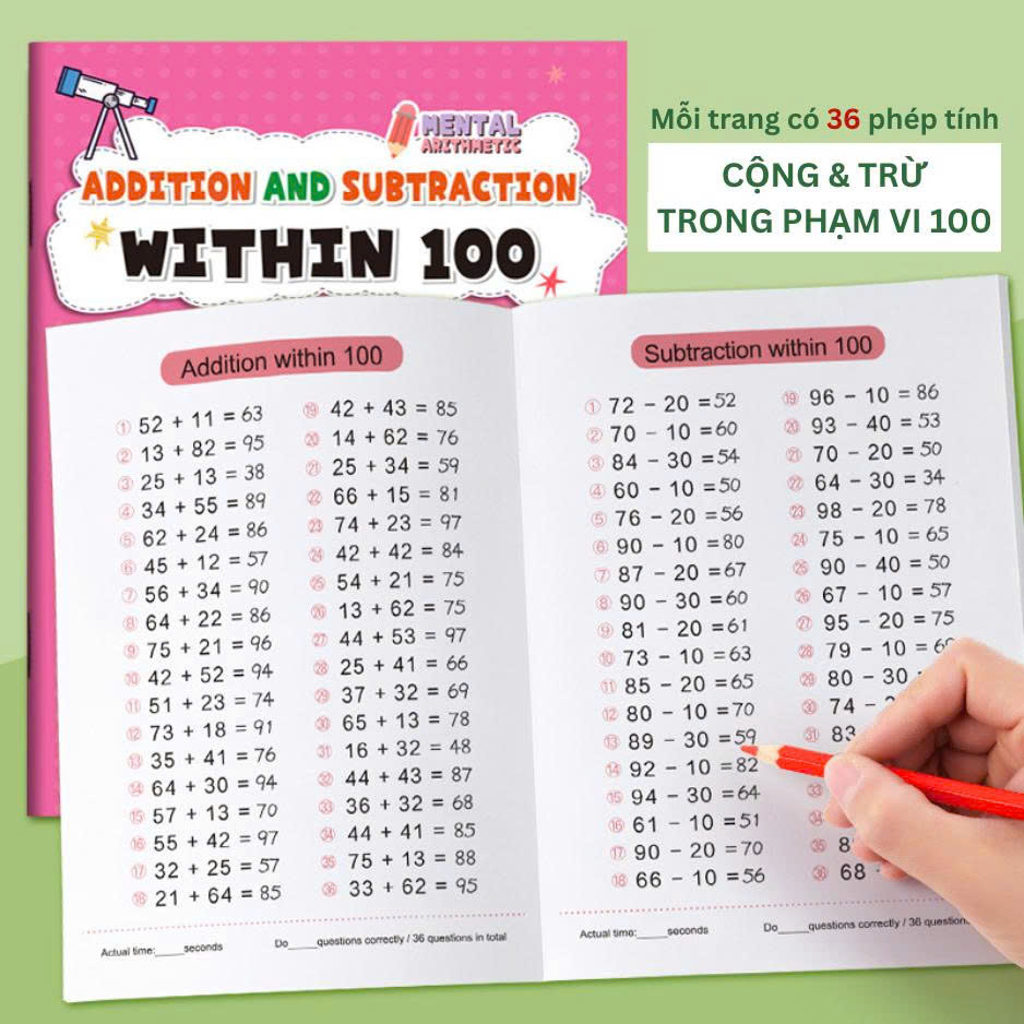 Toán cộng trừ mầm non, tiền tiểu học Mental Arithmetic within 20,50,100_thumbnail_6