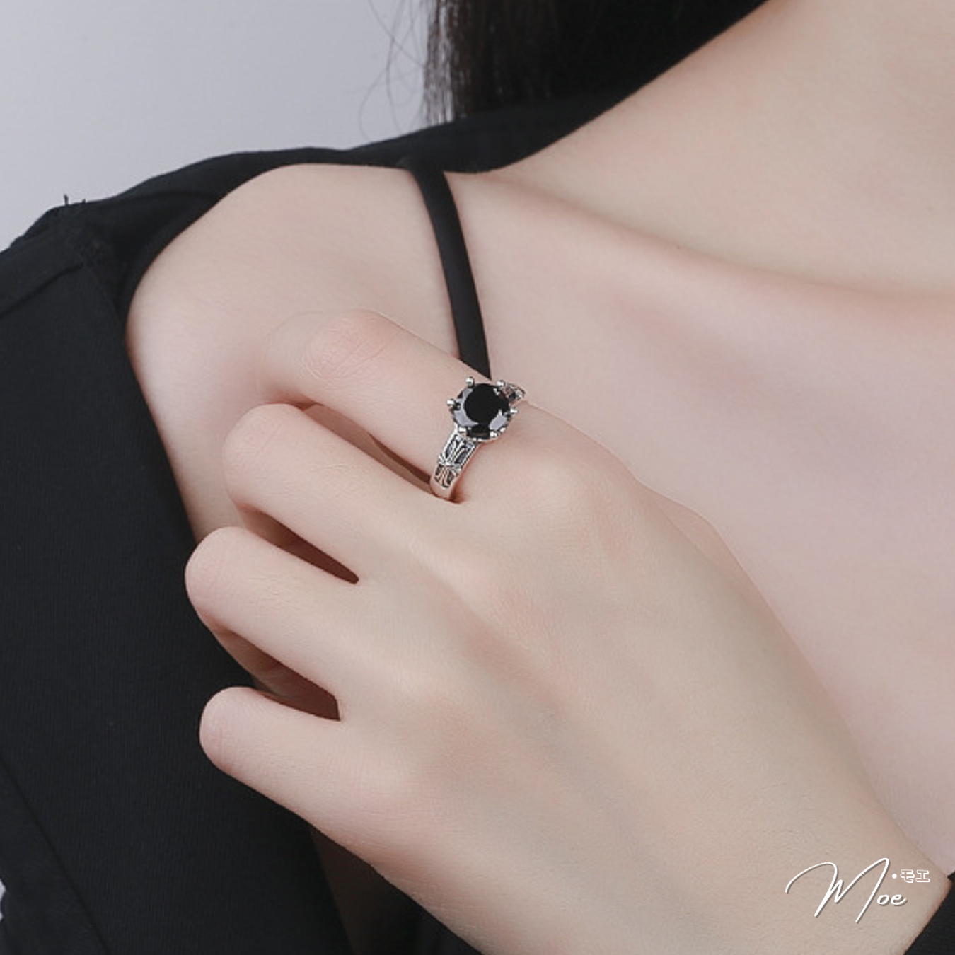 N157 - Nhẫn thánh giá đá chủ đen unisex freesize_thumbnail_2