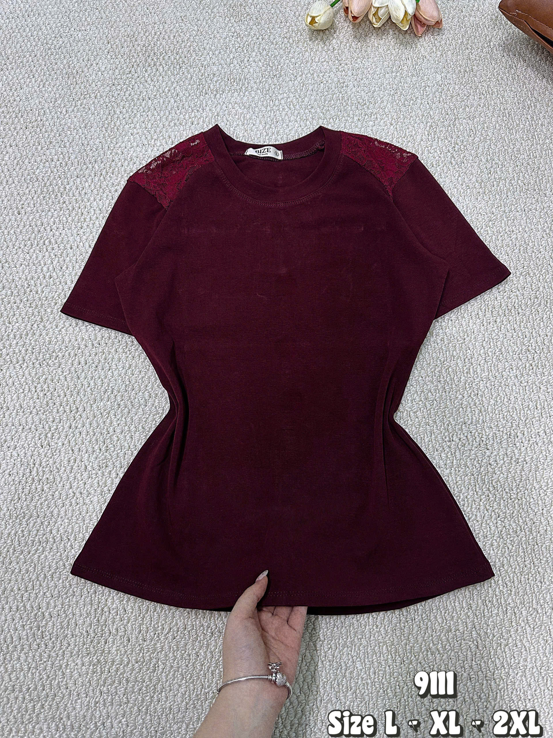 BIGSIZE - Áo thun tay ngắn phối ren T- AT9111_thumbnail_7