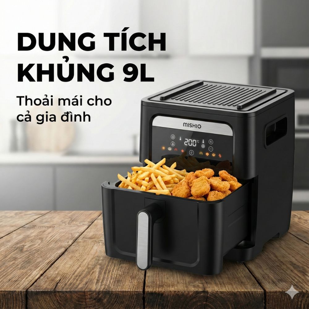 Nồi Chiên Không Dầu Kèm Vỉ Nướng 2-in-1 Mishio MK407: Nâng Tầm Món Ngon, Tiện Lợi Vượt Trội_thumbnail_8