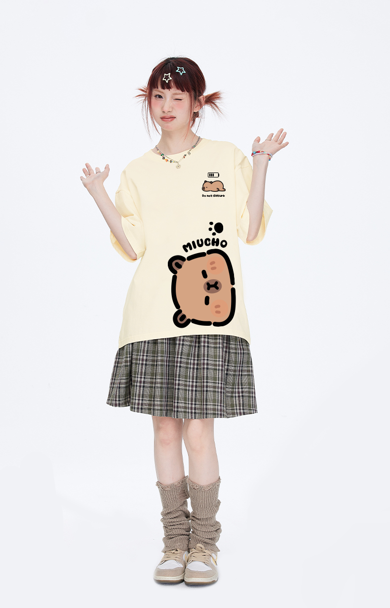 Áo thun Capybara form rộng local brand ATD1222 Miucho tay ngắn cổ tròn in mix_thumbnail_4