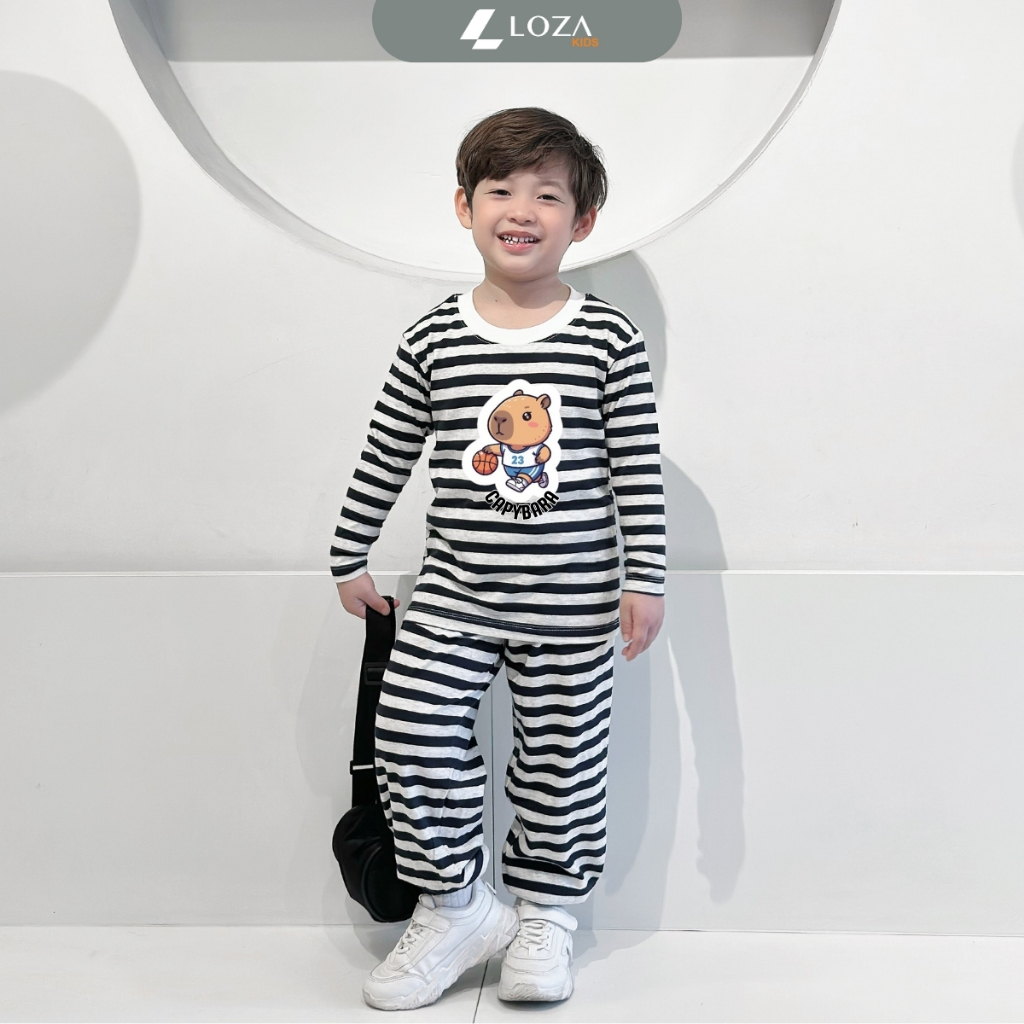 Bộ Thu - Đông kẻ bé trai in hình Capybara - Loza Kids TK552_thumbnail_8