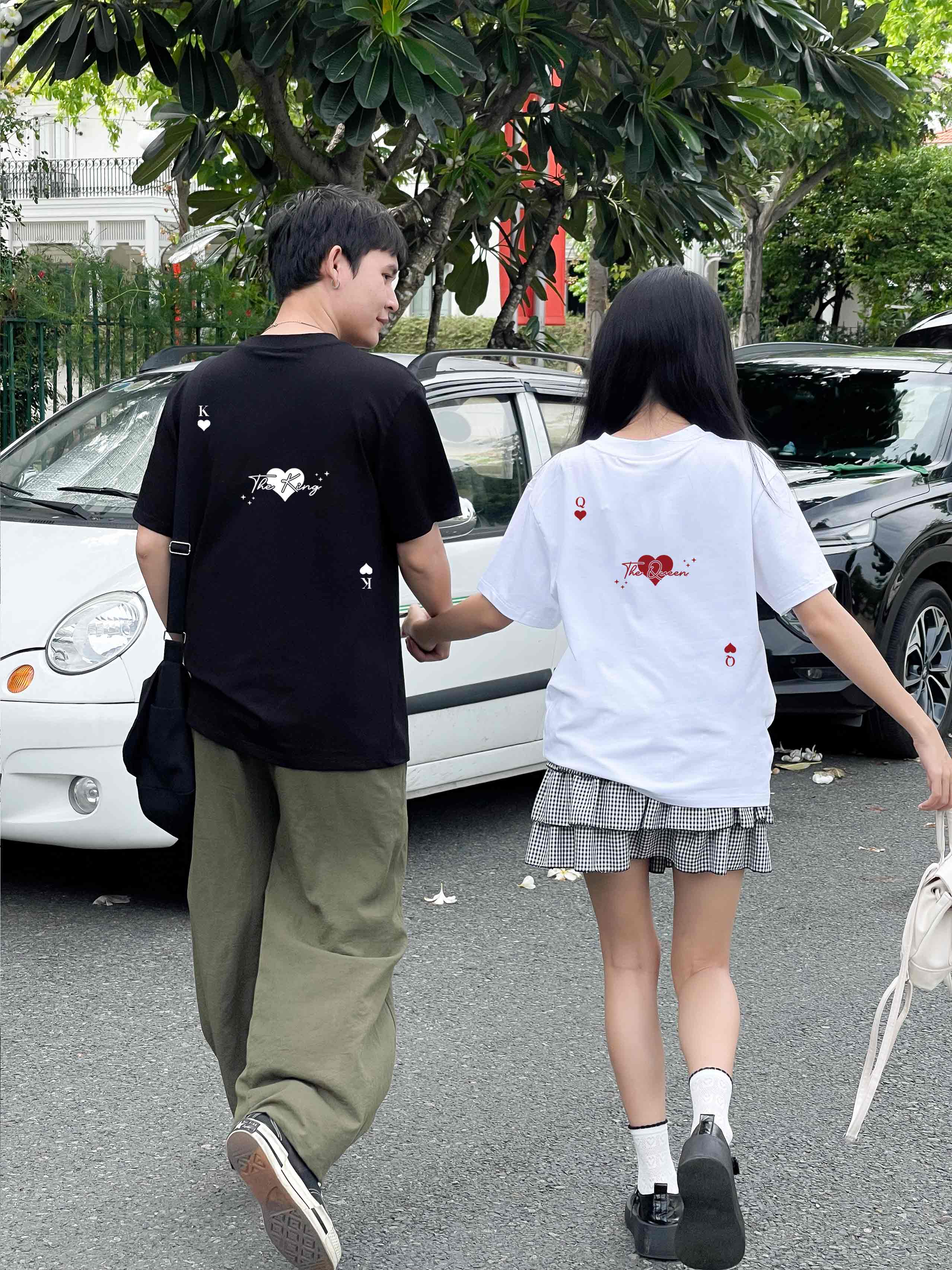 Áo thun cặp nam nữ King Queen form rộng 1838 Miucho vải cotton 4c co giãn thoáng mát in basic_thumbnail_5