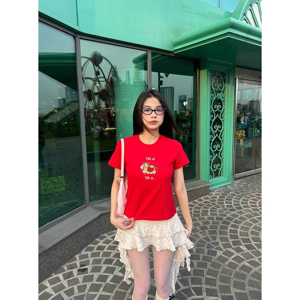 Áo baby tee nữ Miucho vải cotton thoáng mát tôn dáng tay ngắn cổ tròn Tết in mix 2949_thumbnail_5