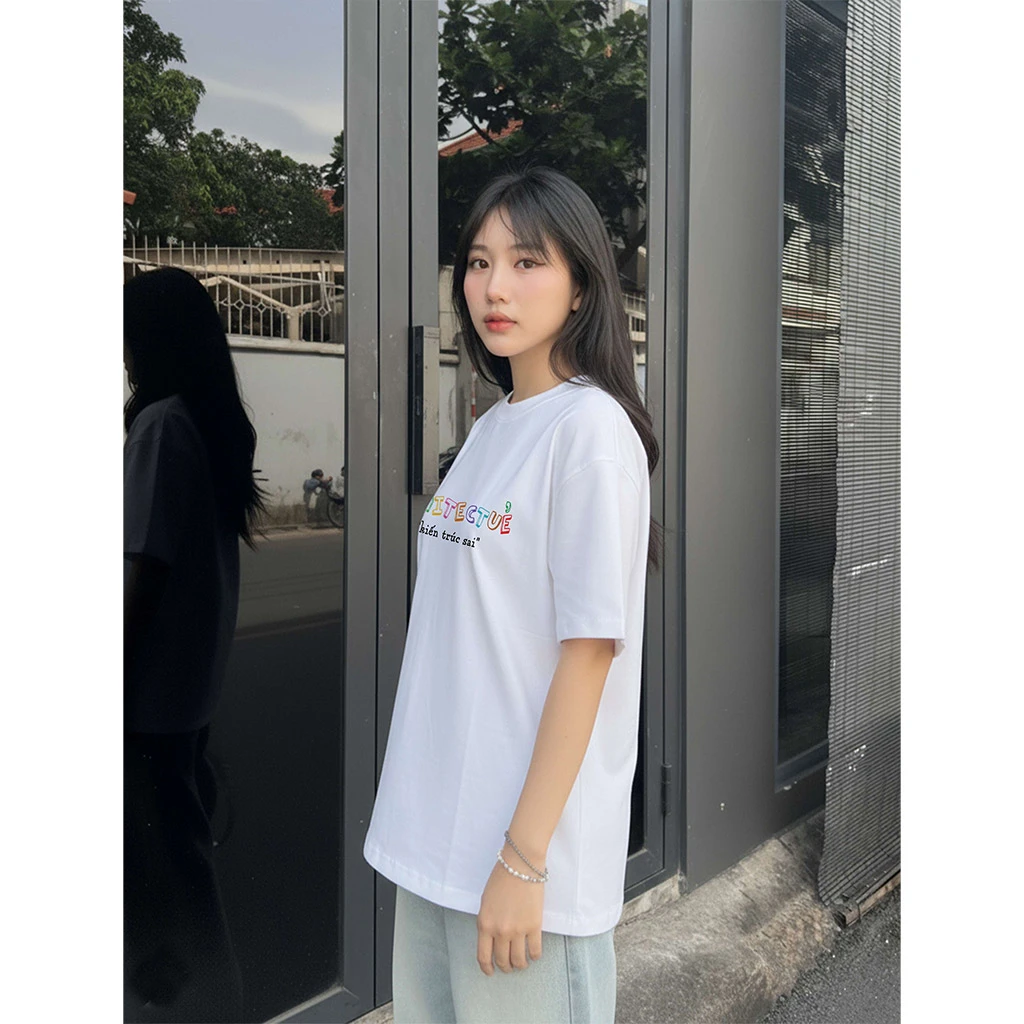 Áo thun nữ form rộng Miucho Club vải co giãn thoáng mát chữ kiểu Kiến trúc sai in typography 2863_thumbnail_6