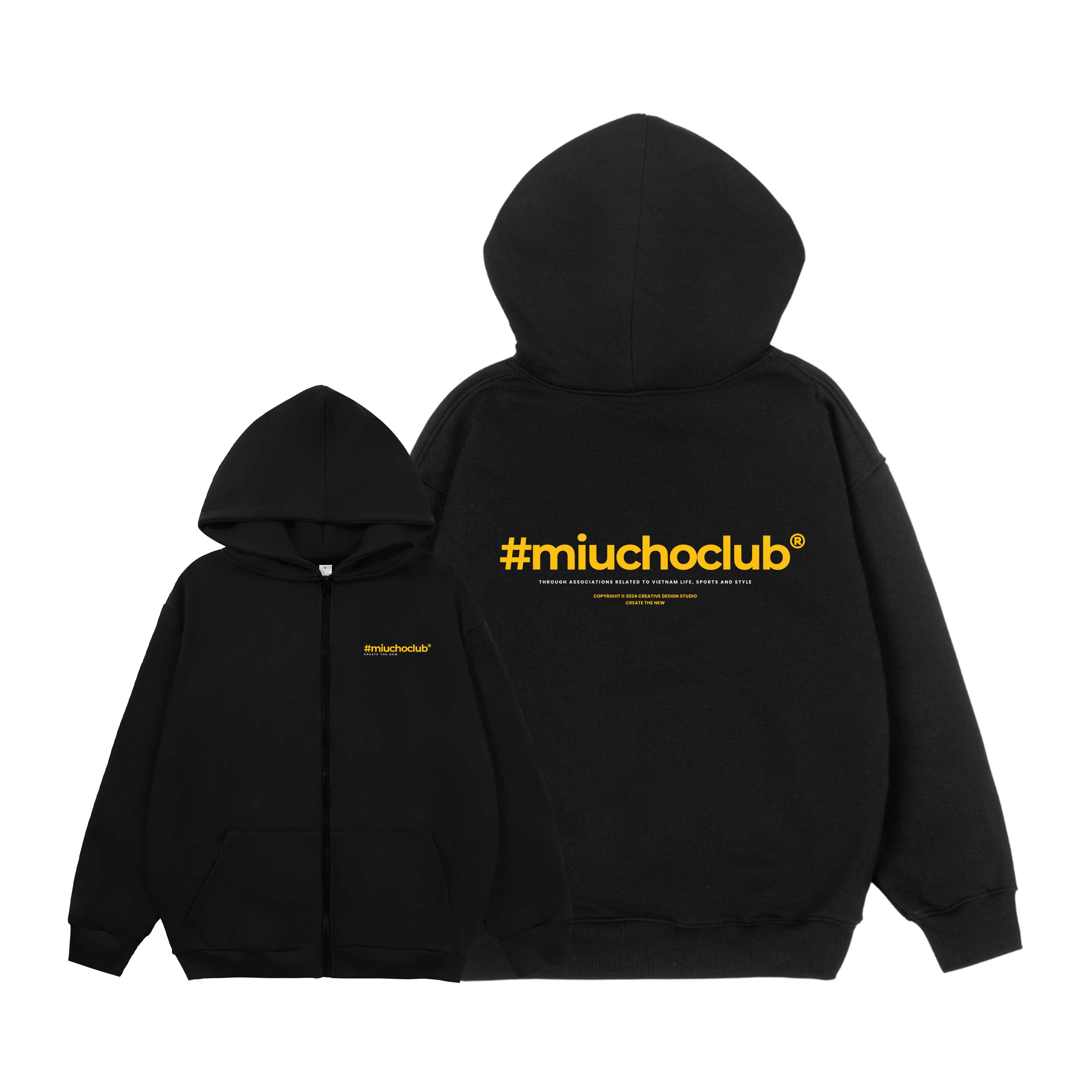 Áo hoodie zip nam local brand form rộng HZD1619 Miucho Club vải nỉ chân cua dày dặn mũ rộng in basic_thumbnail_0