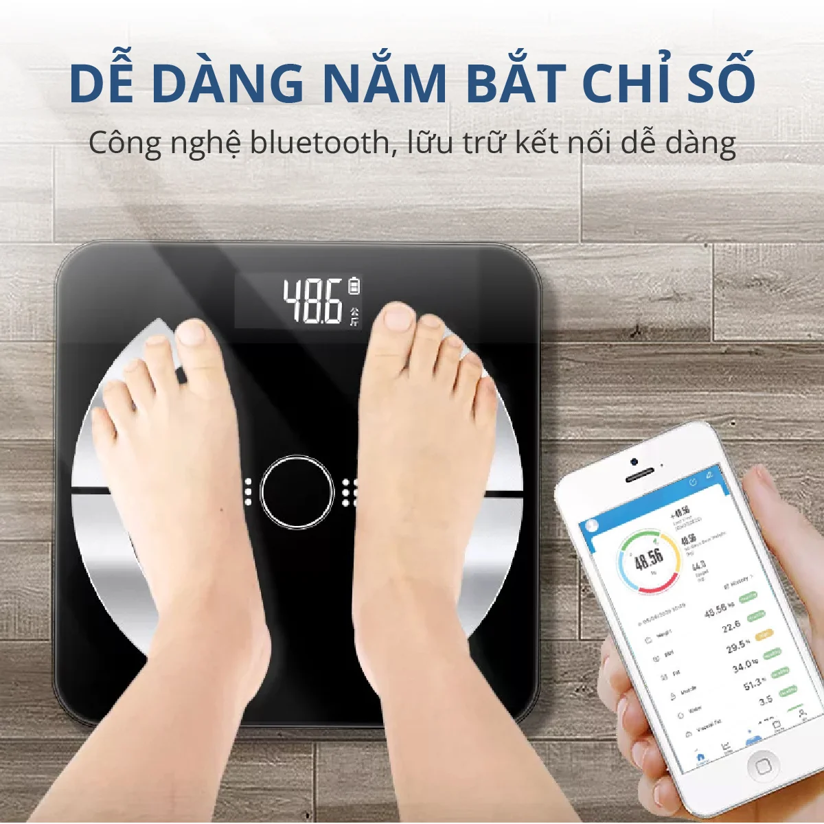 Cân Điên Tử Bluetooth Phân Tích Chỉ Số Cơ Thể Kachi MK223_thumbnail_5