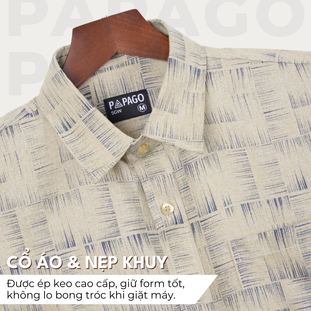 [MỚI] Áo sơ mi nam trung niên PAPAGO vải xô đũi in họa tiết tay ngắn lai ngang - P25SNHT014_thumbnail_4