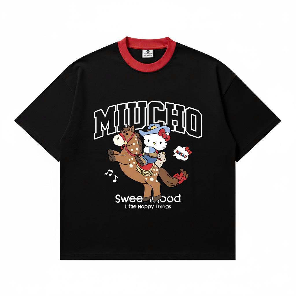 Áo thun tết Kitty form boxy phối cổ Miucho vải mềm mại thoáng mát tôn dáng 2980_thumbnail_0