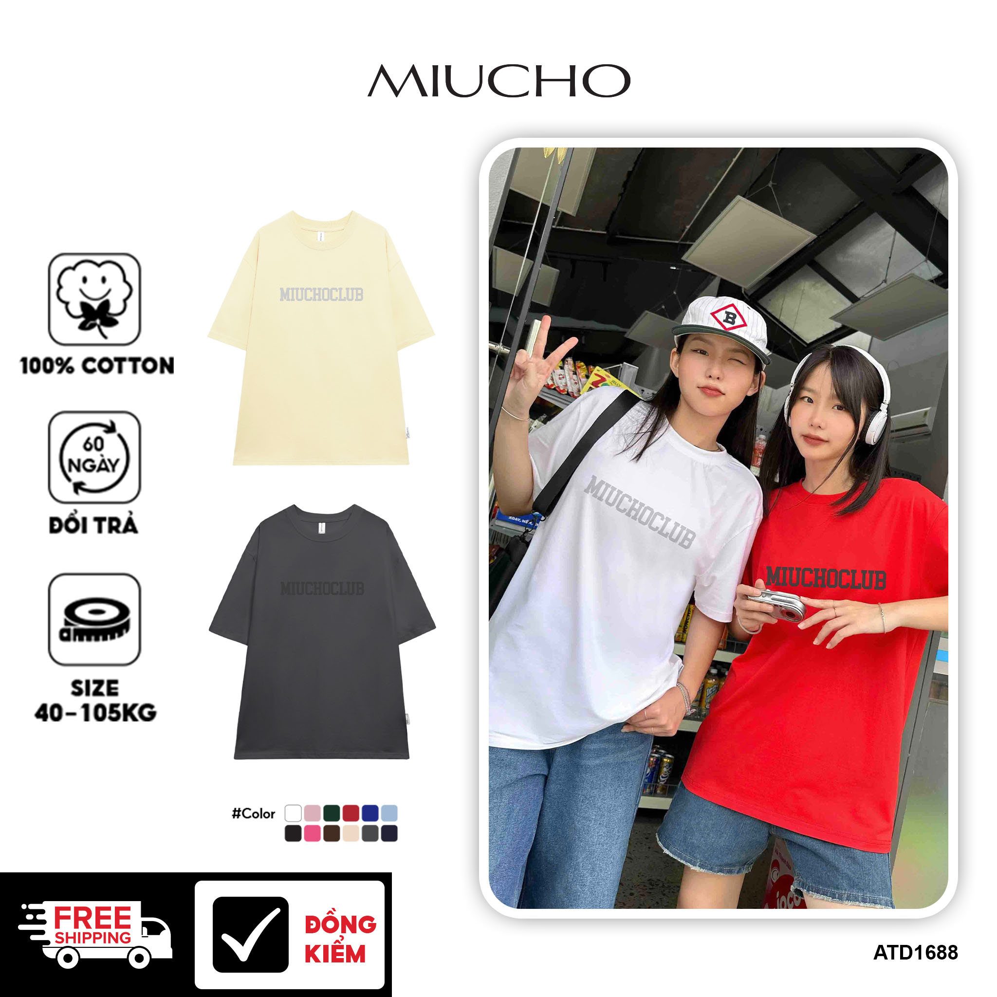Áo thun nữ Local Brand form rộng chất vải cotton thoáng mát cổ tròn ATD1688 Miucho in basic_thumbnail_1