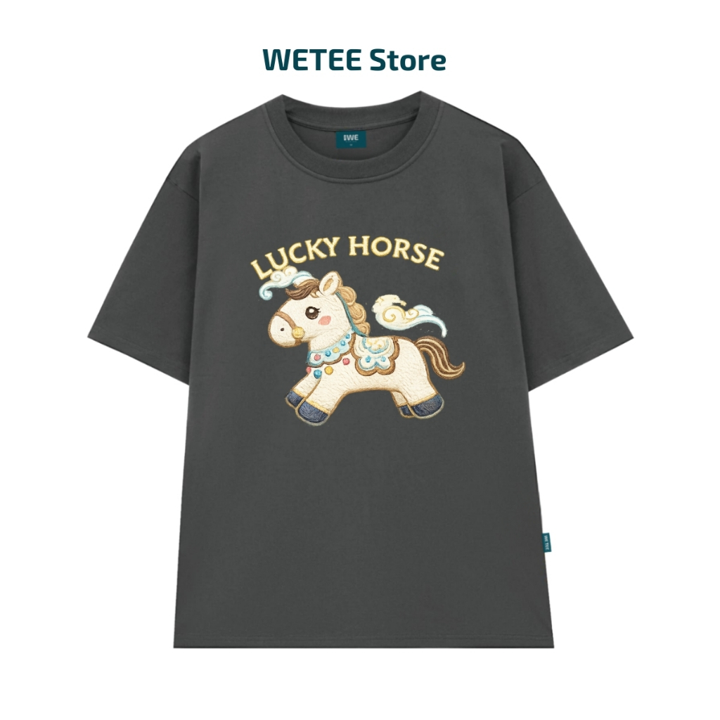 Áo thun Tết 2026 hình ngựa trắng Lucky Horse dáng oversized rộng nam nữ local brand WETEE - WU1123_thumbnail_2