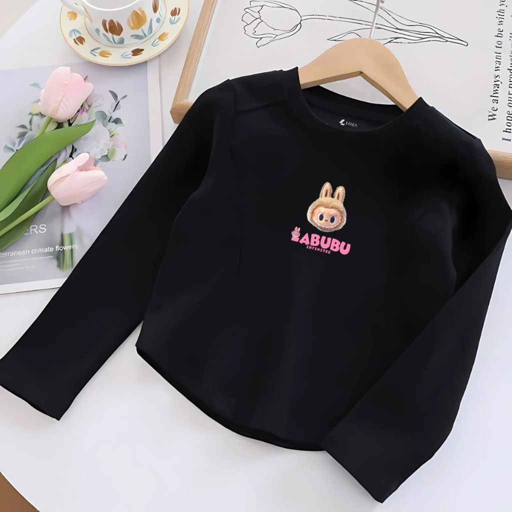 Áo thu đông cho bé gái in hình Capybara, Loopy, Labubu - Áo thun dài tay trẻ em-Loza Kids ON002_thumbnail_10