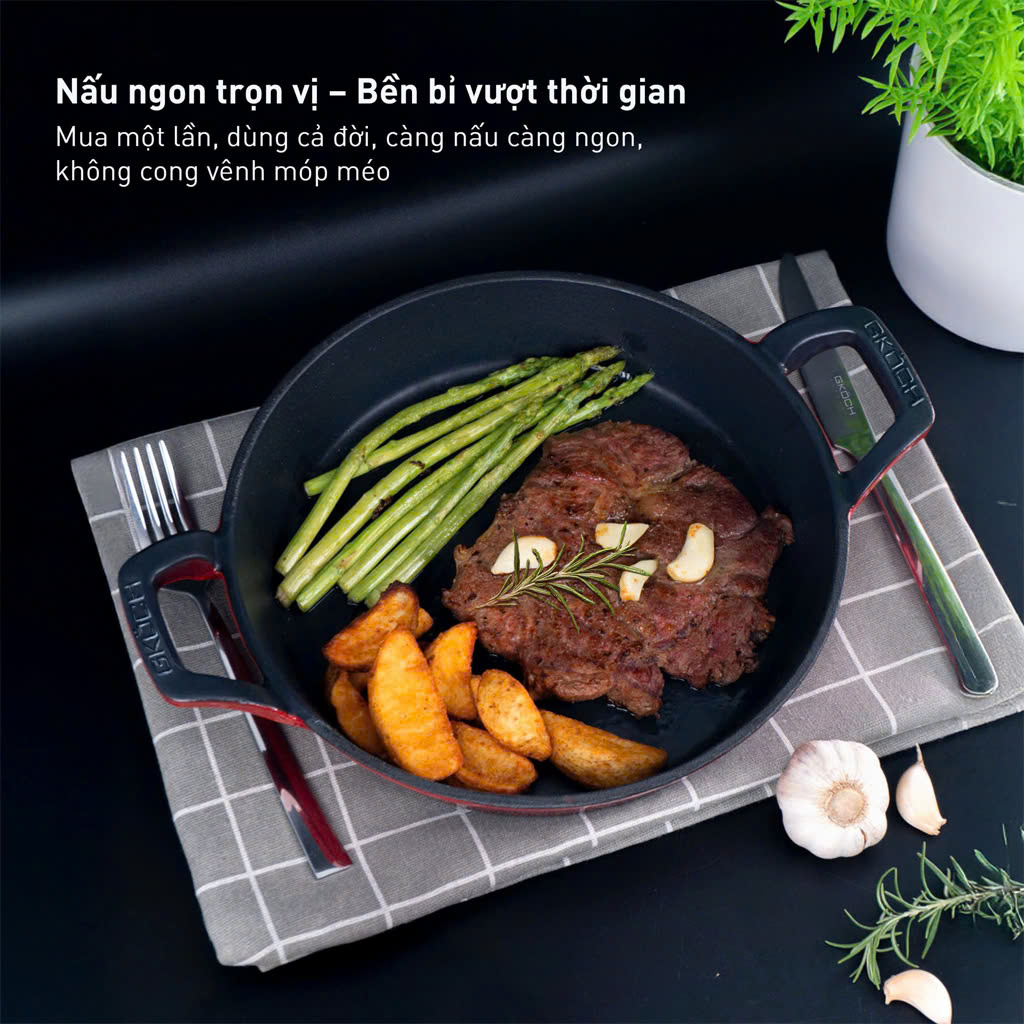Chảo Gang Men Nhám Cao Cấp GKÖCH 24cm