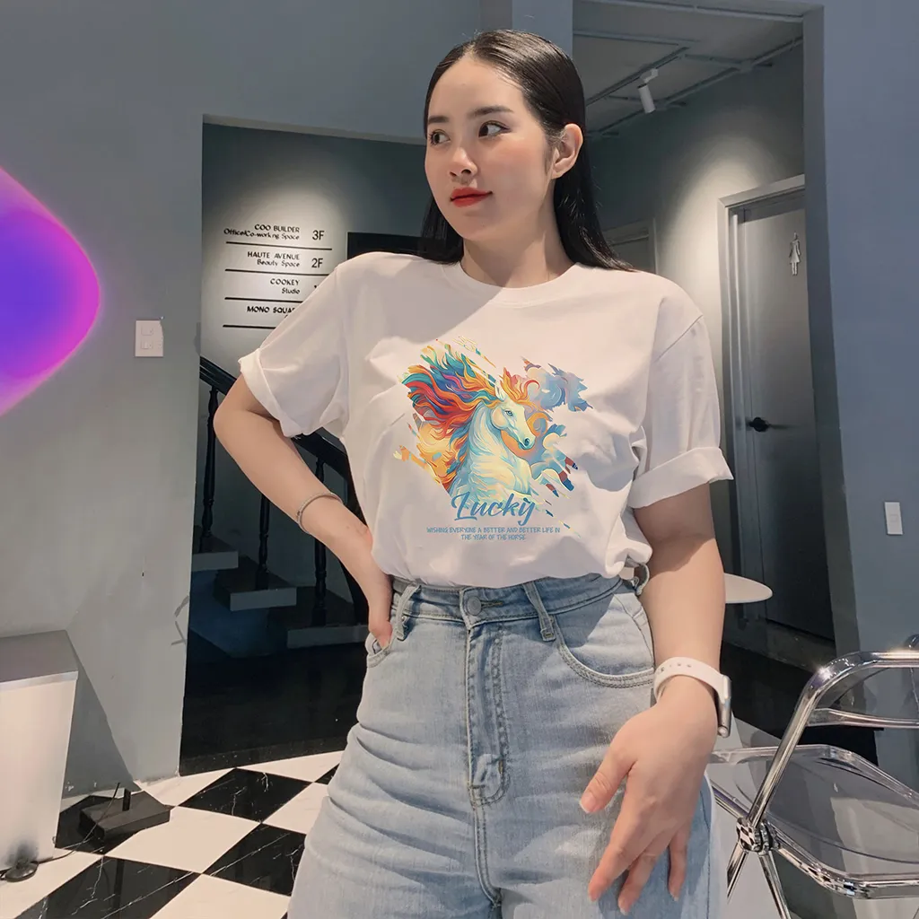 Áo thun Tết Bính Ngọ Lucky Miucho Chic vải cotton thoáng mát form vừa tôn dáng 3016_thumbnail_2