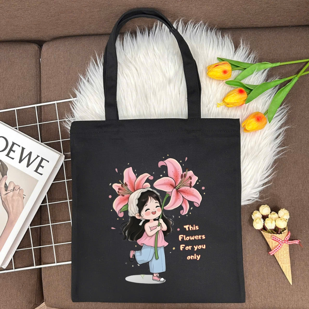 Túi tote vải canvas hình cô gái hottrend, đeo vai, có khoá kéo và ngăn phụ WE TEE - WTU04_thumbnail_14