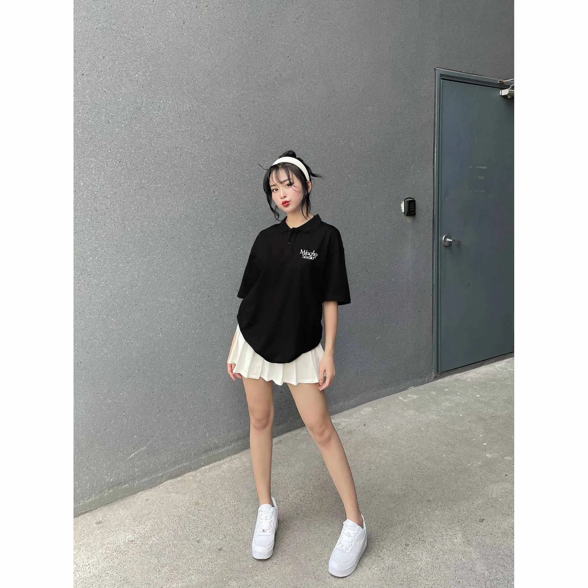 Áo polo form oversize basic 2476 Miucho tay ngắn cổ trụ vải cotton thoáng mát cao cấp_thumbnail_5