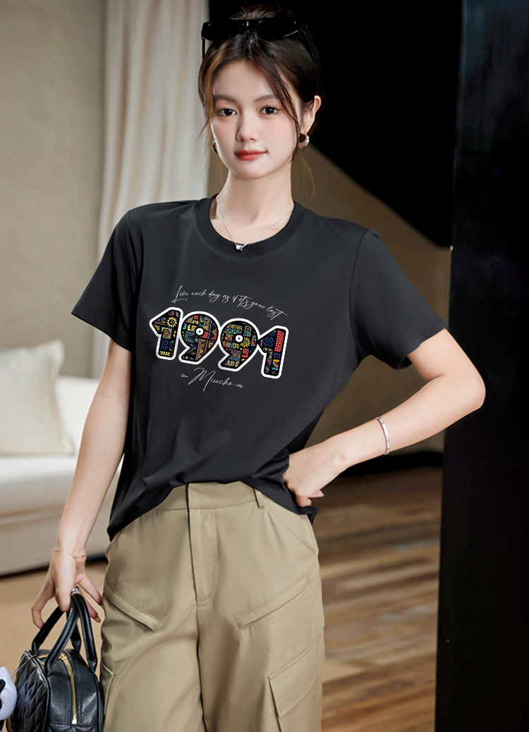 Áo thun nữ in năm sinh 1991 form vừa regular vải cotton 4c thoáng mát ARD1778 Miucho Chic in mix_thumbnail_3