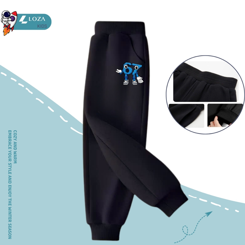 Quần nỉ lót nhung ấm áp bé trai, bé gái in in số - Loza Kids QM042_thumbnail_1