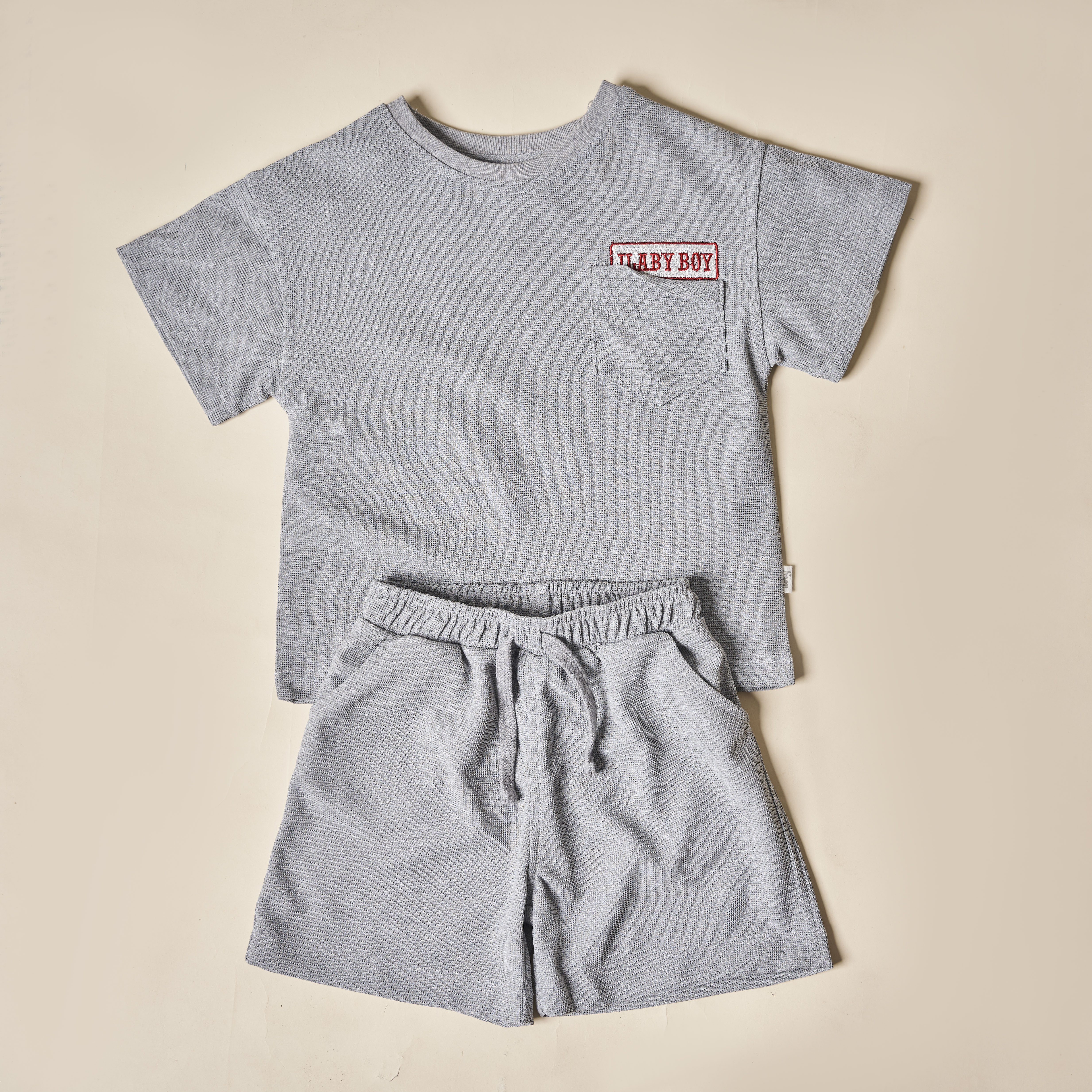 Bộ áo quần thêu chữ chất liệu waffle_thumbnail_0