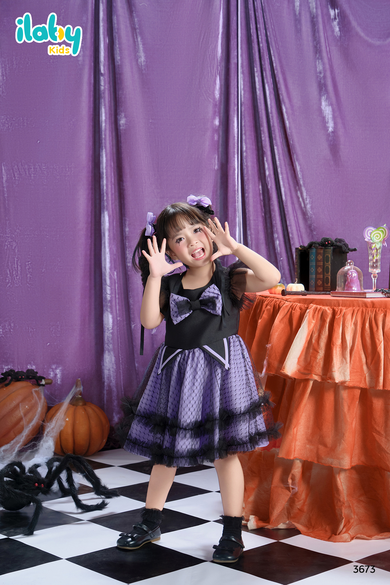 Váy lưới phối tím tay cánh tiên