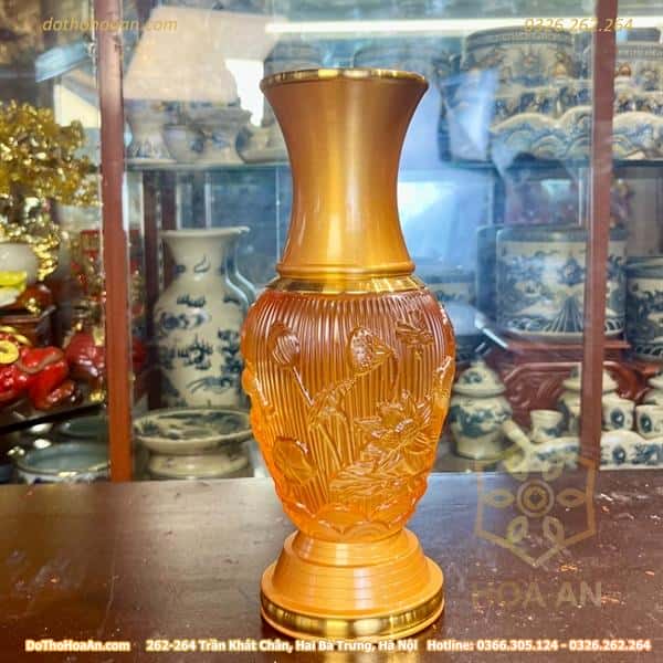 Lọ Hoa Lưu Ly Bọc Đồng