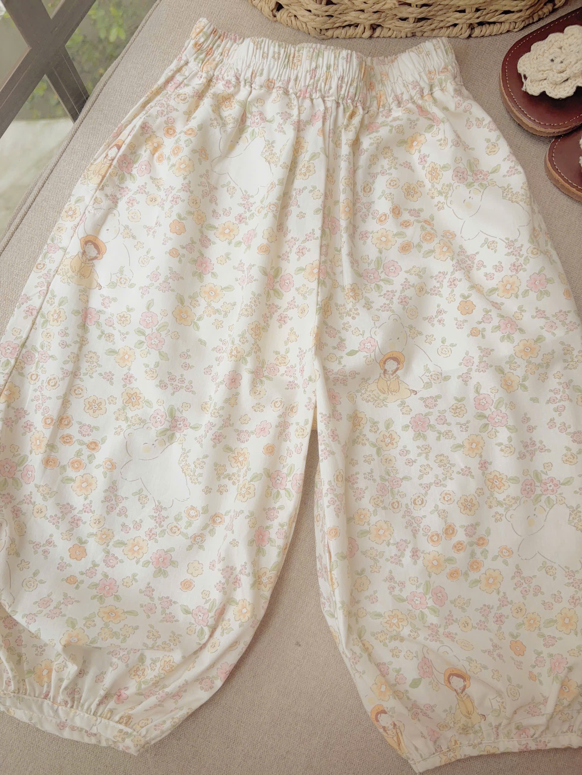 (H169) Quần thô hoá nhí 2 màu vàng và hồng hãng Seven