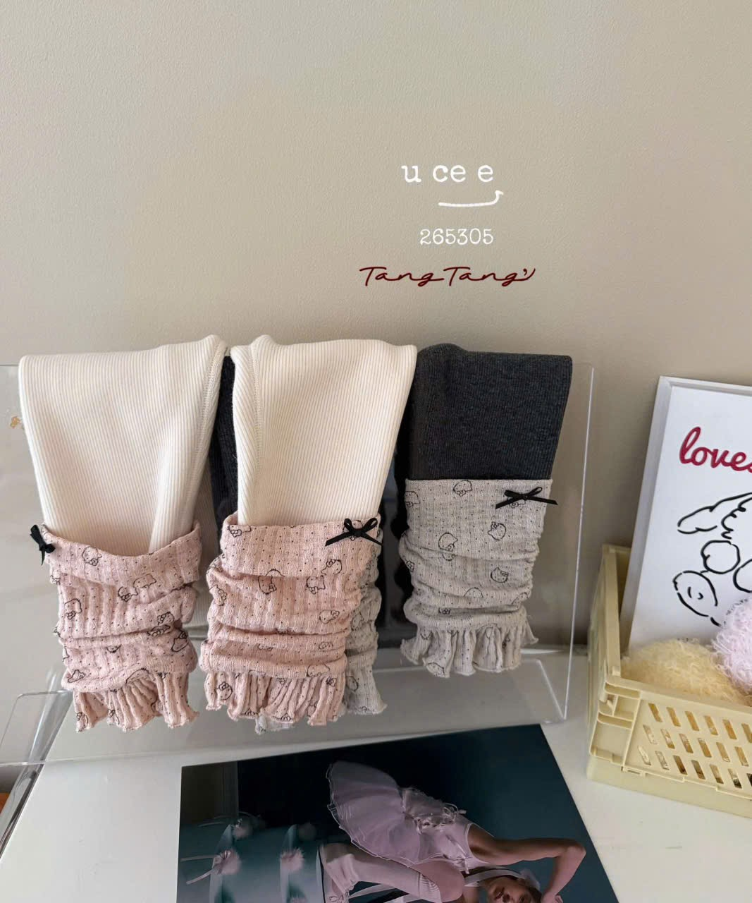 (Q200) Quần legging gấu gập kitty màu ghi_thumbnail_0