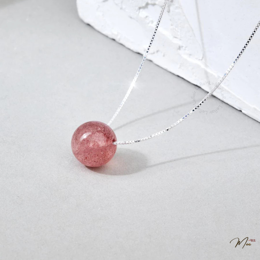 D245 - Dây chuyền đá Thạch anh dâu hồng_thumbnail_1