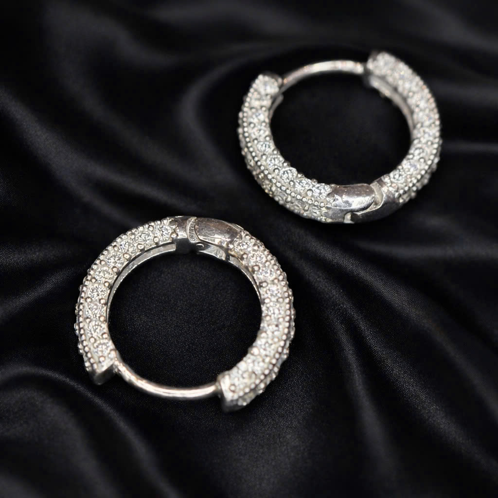 Khuyên vòng bạc full đá-10 mm-2 mm