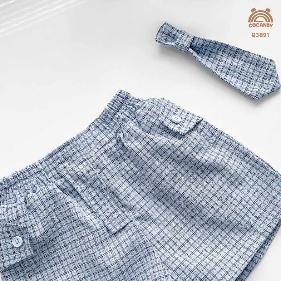 Quần cộc CARO XANH túi đáp nẹp kèm cà vạt_thumbnail_8