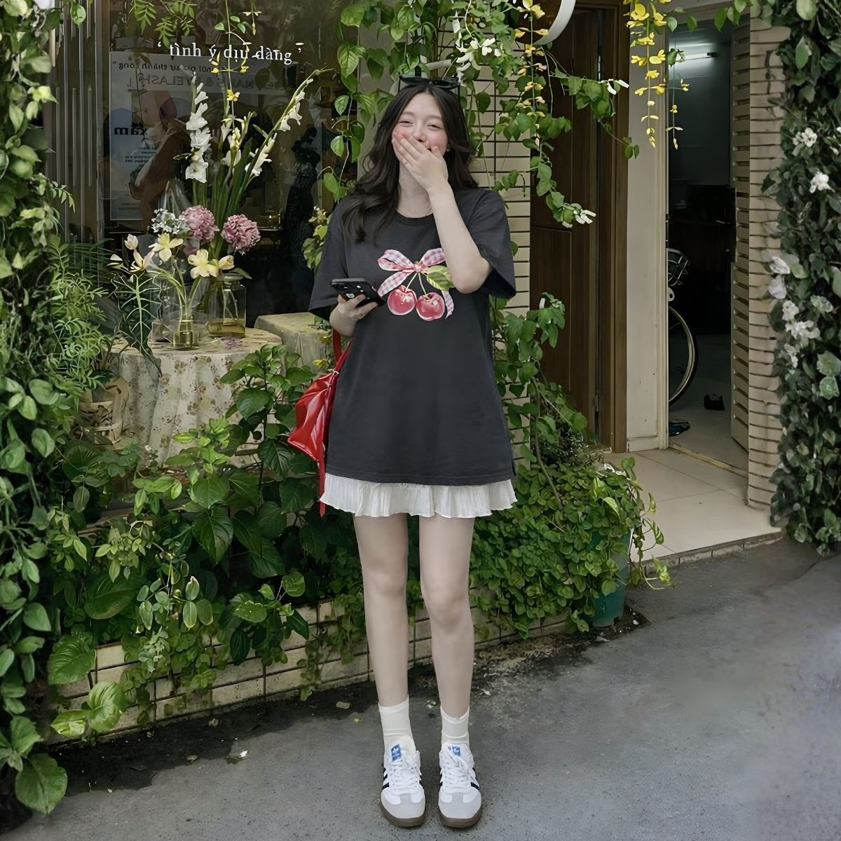 Áo thun unisex UX30-1169 hình nơ cherry hồng dáng oversized local brand WETEE_thumbnail_8