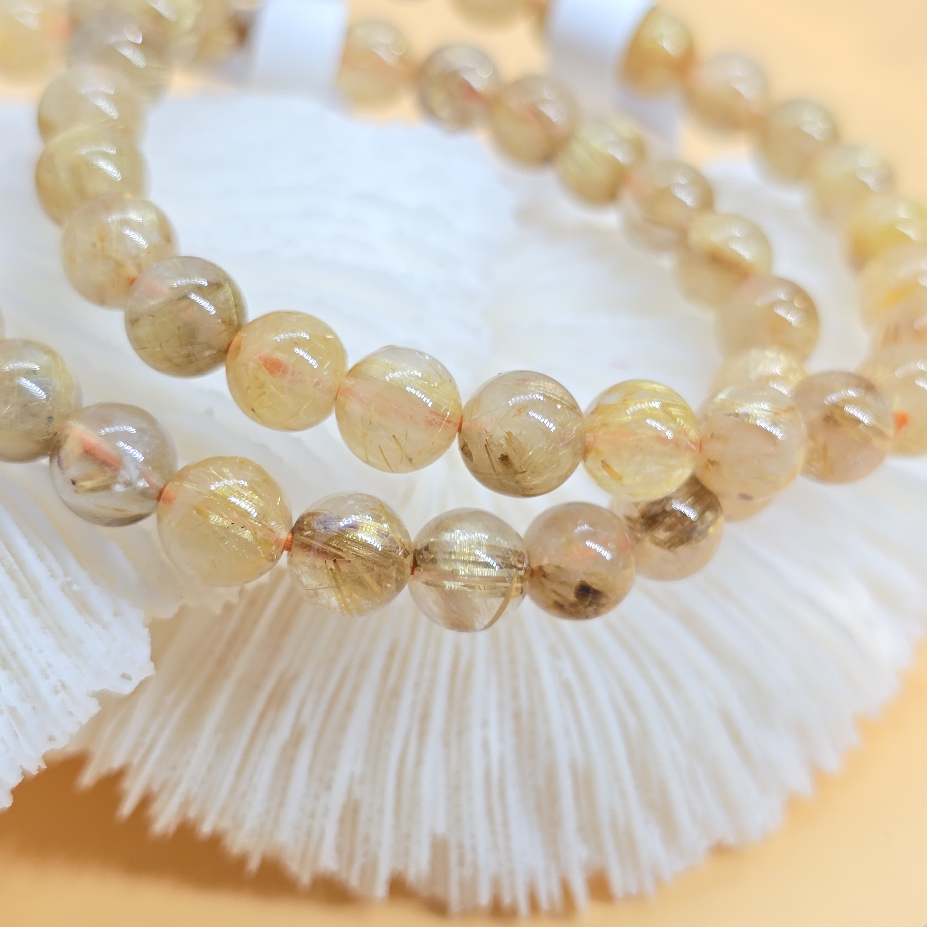 Vòng Đá Thạch Anh Tóc Vàng Bã Mía Golden Rutilated Quartz