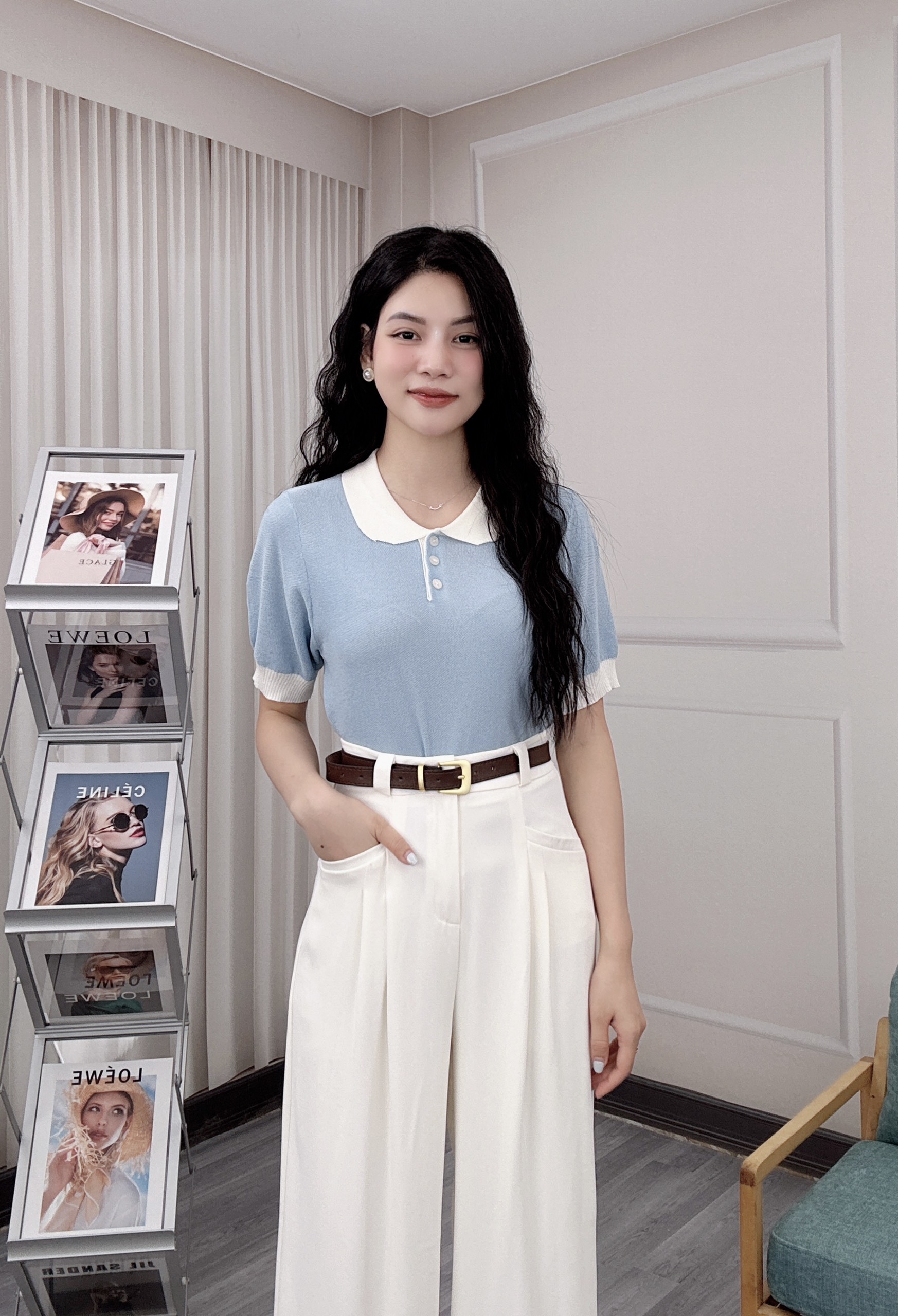 Áo Len Mongtoghi Kiểu Dáng Polo Basic Phối Tay Viền Trắng_thumbnail_1