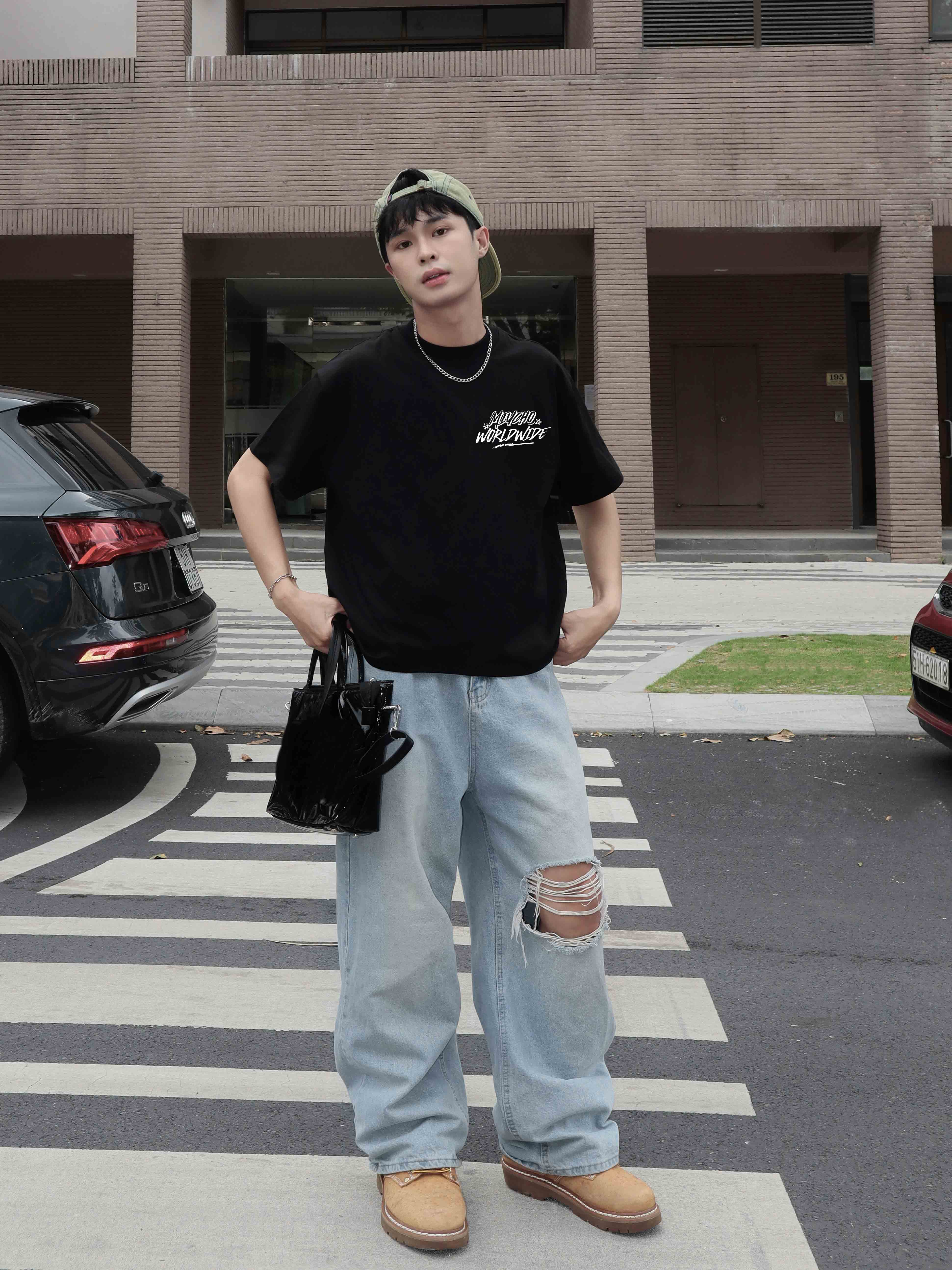 Áo phông nam world wide form boxy 2149 Miucho Club vải cotton 2c 250gsm cổ tròn đứng form in mix_thumbnail_4