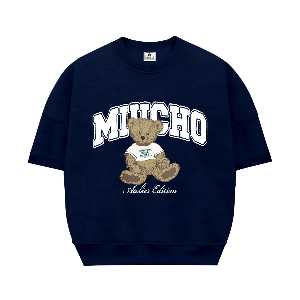 Áo sweater nữ boxy nỉ 2 da Miucho tay ngắn cổ tròn phong cách Hàn Quốc hình gấu đáng yêu 2633_thumbnail_9