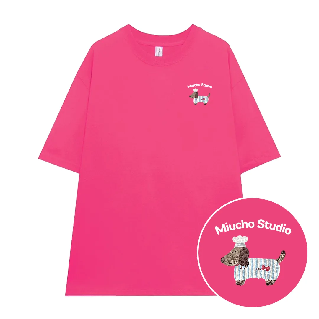 Áo thun form rộng local brand Miucho Studio cotton 2 chiều thoáng mát hình cún nhỏ in mix 2665