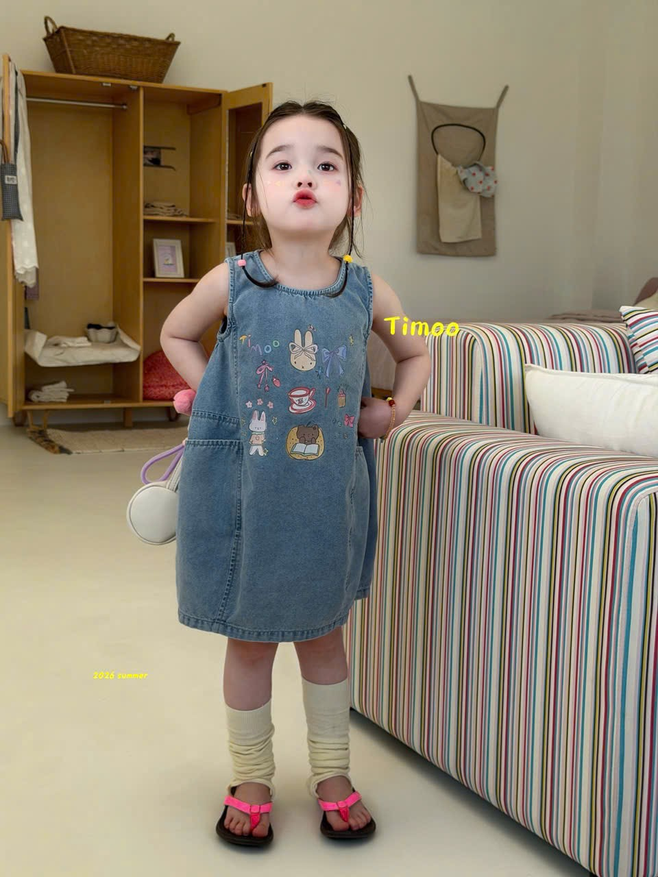 A142 - Váy jean sát nách in hình thú hãng Timoo_thumbnail_0