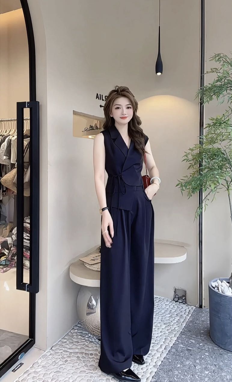 Set bộ áo kiểu cách điệu quần ống rộng